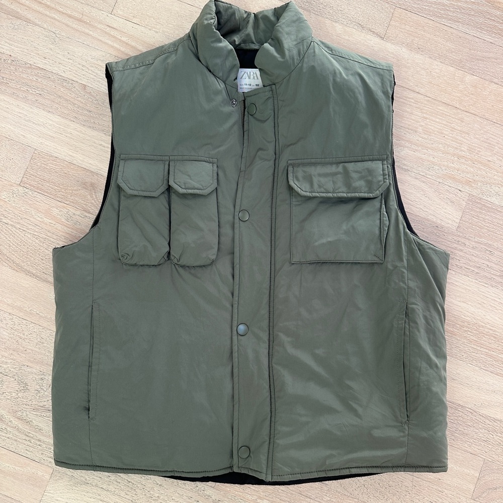 Olive Green Kid’s Vest by ZARA